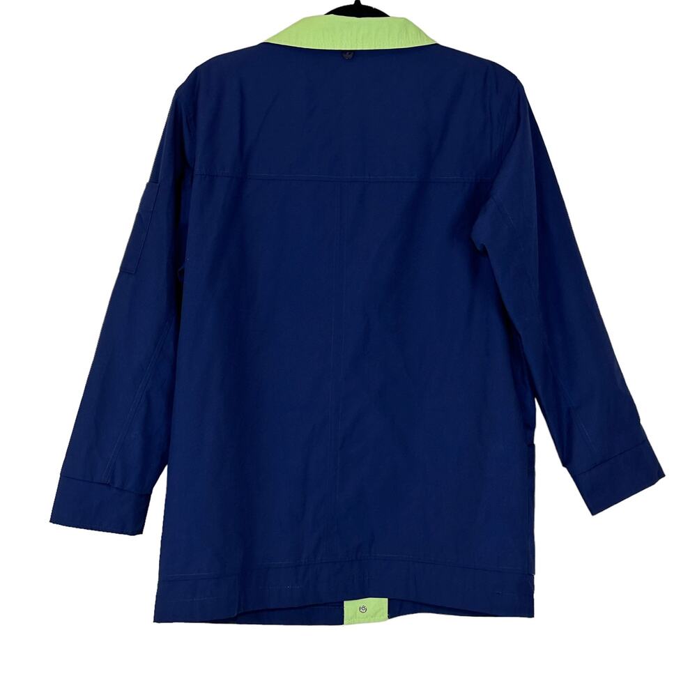 Mackintosh New England Rain Jacket Navy Lime Green Preppy Women Medium Pockets - Picture 3 of 10